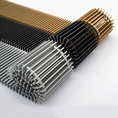 Решетки для внутрипольных конвекторов Алюминий анодированный рулонное/продольное исполнение Золотой, чёрный, бронза светлая/тёмная  h-370